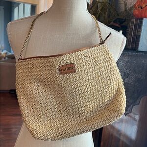 Guess Beige Woven Shoulder Bag